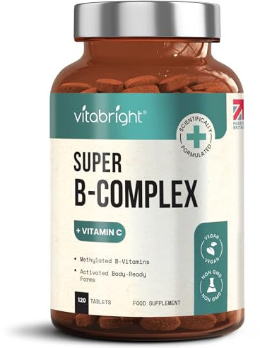 Vitamin B Complex High Strength Methylated B Vitamins | B6 Vitamins with Folate & B12 Supplements | Complete Complex with 12 Active Nutrients | Not Liquid Drops Or Spray | Vitabright