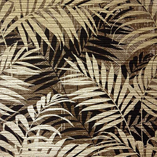 Textured Palm Gold Chocolate Wallpaper - Metallic Effect Modern Floral Tropical Contemporary Vinyl