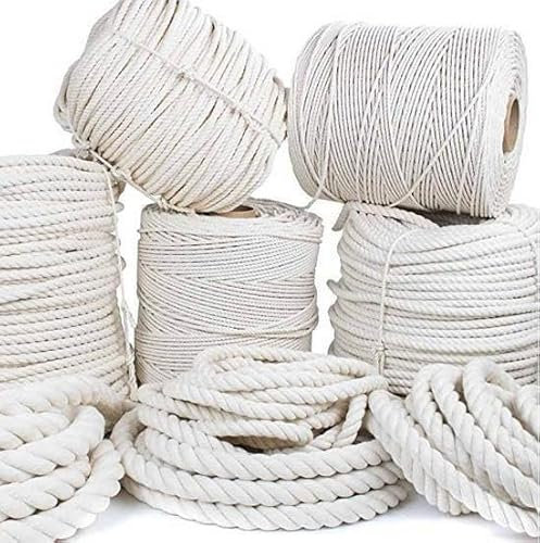 Makramee Garn 12mm x 10m Baumwollseil Dicke Baumwollschnur, Baumwollkordel, Makramee Kordel Makramee-Seil für DIY Basteln, Wandbehang, Pflanzenaufhänger, Gartenarbeit Blumenkörbe