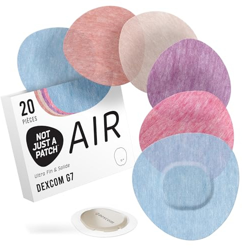 Not Just A Patch Air Dexcom G7 Adhesive Patches (20 Pack) - Stelo CGM & Dexcom G7 Over Patches with Ultra-Hold Durable Sensor Covers - Multicolor