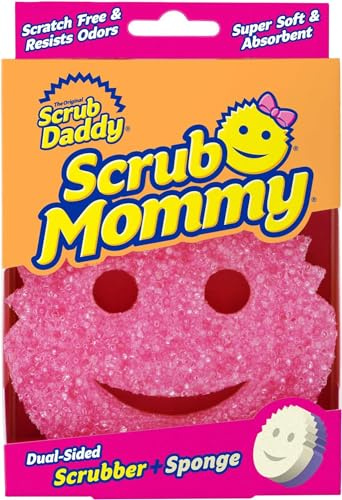 Scrub Daddy Scrub Mommy Scouring Pad, Scourer Sponge, Kitchen Cleaning Products Agent with Texture Change, Scratch-Free Smiley Washing Up Sponge, Odour Resistant Sponges, Dish Sponge
