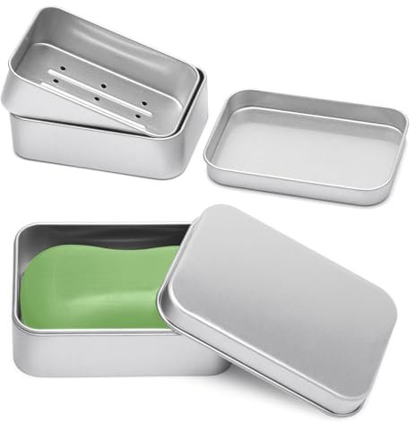 Bczhieulw 2 Pezzi Portasapone in Alluminio,porta saponetta，portasapone bagno，portasapone da viaggio，Porta Saponetta in Alluminio con Griglia Sgocciolatoio