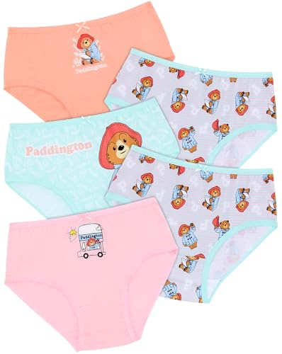Paddington Bear Five Pack Girls 100% Cotton Briefs 2/3 Years Multicolor