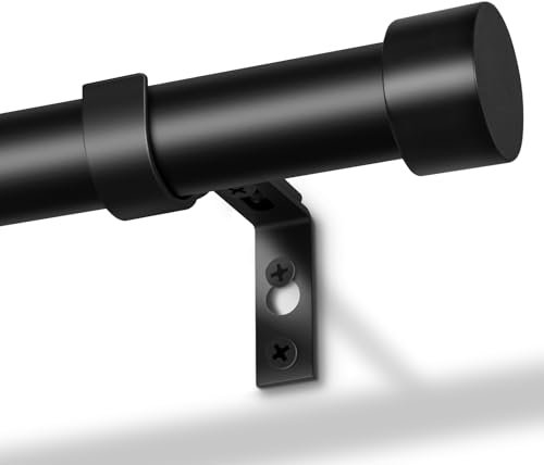 DEFYNEE Gardinenstange Schwarz 80-218 cm, 25 mm Durchmesser Ausziehbar Vorhangstange Deckenmontage Metall für Schlafzimmer, Terrasse, Glasschiebetür, Wohnzimmer