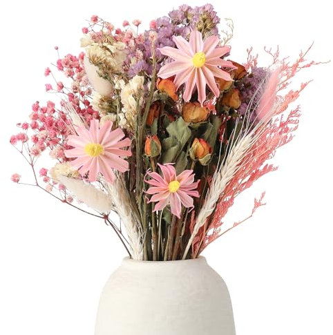 Vyuwast 30 Stück Trockenblumenstrauß Rosa Trockenblumen Set Vergissmeinnicht Boho Hochzeit Wohnzimmer Tischdeko Erntedank Dekoration