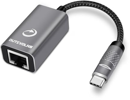 Dutevolns USB C till Ethernet-adapter, USB typ C hane till Rj45 honkabel, bärbara datorer LAN-adapter för MacBook, Xbox, PC, XPS