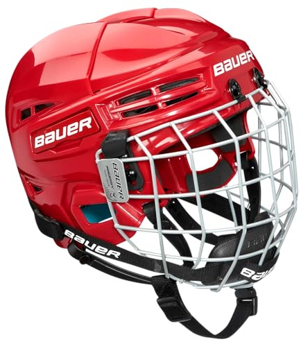 Bauer Prodigy Hockey Helmet Combo with Facemask Cage, Youth Size (Red)
