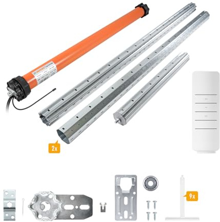 3T-MOTORS Funk-Rollladenmotor Komplettset mit Fernbedienung HSZ1, SW60 Welle 3,10 m, 3T45-30RBX (Zugkraft 30 Nm/60 kg) Rollladenantrieb mit elektronischen Endschaltern, bidirektional
