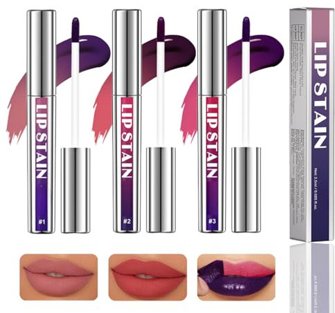 3pcs Lip stain Stain Peel Off With Rich And Anti-Smudge Formula Peel Off Lip stain Tattoo Set Precise Application Lipstain Tattoo Colour Nude Lipstick With Mattee Silky Texture Hyaluronic Acid
