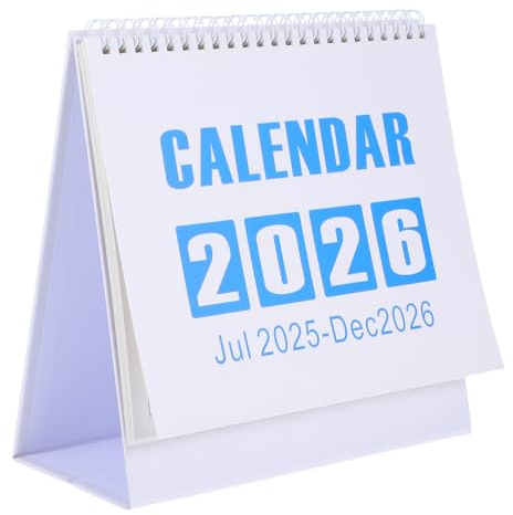 STOBOK Desk Calendar 2026 Monthly Standing Flip Calendar Desktop Planner for Office Home School Teachers Students 20x20cm White 2025.7-2026.12