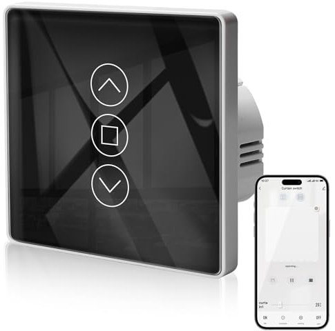 Interruttore intelligente Wi-Fi per tapparelle con timer: compatibile con Alexa e Google Home, interruttore tattile intelligente per tapparelle e tapparelle, controllo vocale