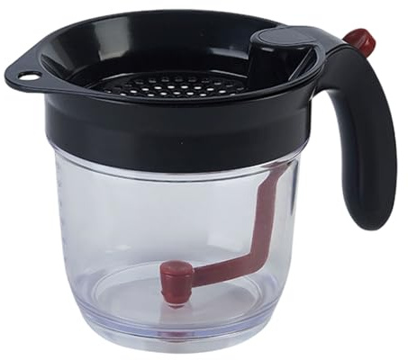 Contenitori ermetici per alimenti, separatore di grasso con separatore a rilascio inferiore, per cucinare con colino, gadget da cucina, grasso (bianco, 17 x 15 cm)