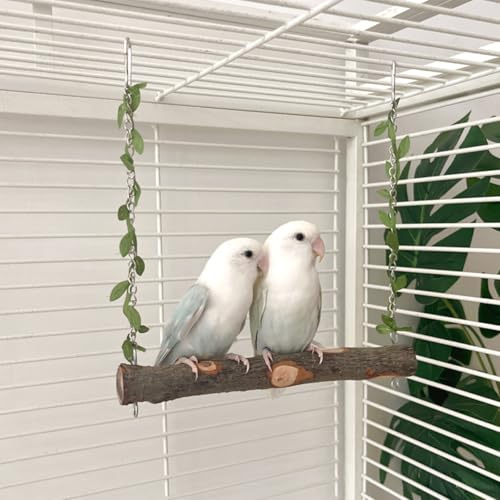 ZYYRSS Bird Swing Parrot Swing - Natural Wooden Parrot Cage Toys for Parakeet, Cockatiel, Conure, Lovebirds, Canaries, African Parrots & Small and Medium Birds