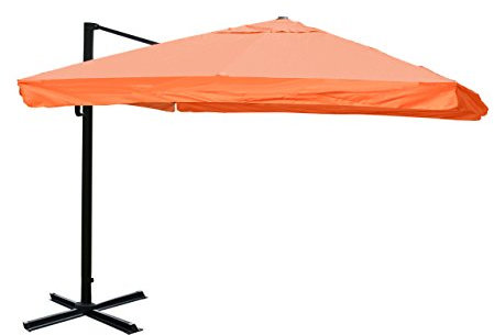 Mendler Gastronomie-Ampelschirm HWC-A96, Sonnenschirm, 3x4m (Ø5m) Polyester/Alu 26kg Flap - terracotta