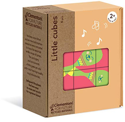 Clementoni - 16229 - Little Cubes - Quante Cose, cubi impilabili per Bambini, Puzzle Bambini 2 Anni - Materiale 100% Riciclato - Play for Future - Made in Italy