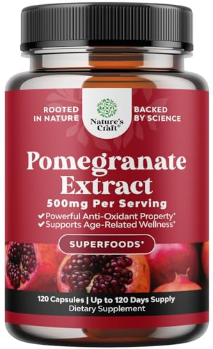 Advanced Antioxidant Superfood Pomegranate Supplement - Natural Pomegranate Extract Polyphenols Supplement for Heart Health and Joint Support - Reds Superfood Powder Capsules for Men and Women - 120ct