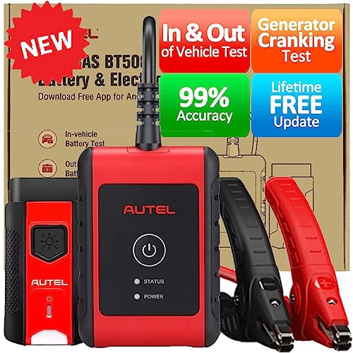 Autel Car Battery Tester Automotive 6v 12v MaxiBAS BT508 Cranking Ability Analyzer Adaptive Conductance AutoVIN in-Vehicle Out-of-Vehicle Tests BAS Manager with BT VCI 200 Better BT506 Lite of BT608