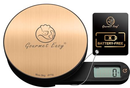 Gourmet Easy Dynamo Food Scale for Kitchen, Battery-Free Technology Kitchen Scale, Food Weight Scale, Weight in Grams & Ounces, Multifunctional Food Scale for Cooking, Baking & Meal Prep, Round