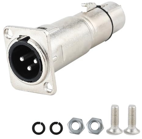 NQEUEPN Male to Female Panel Mount Adapter, 3 Pin XLR Jack to Plug Mounting Adapter Coupler XLR Pass Through Connector for Microphone Sound Mixer Audio Device (XLR Male to XLR Female)