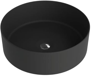 LAVITA Aufsatzwaschtisch Merida Black Aufsatzwaschbecken Rund Waschbecken Ohne Überlauf und Hahnloch Aus hochwertigem Porzellan Waschtisch modernes Badkeramik Waschplatz 37x37x12 cm Schwarz Matt
