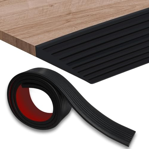 Storystore Threshold Ramps Self-Adhesive Rubber Threshold Ramp Wheelchair Ramp 5cm(W) x1m(L), 1cm Rise Rubber Ramps for Threshold Transition Strip Doorway Bathroom Wheelchair Scooter Stroller