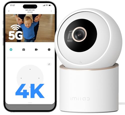 IMILAB 4K 8MP Caméra Intérieure pour Bébé Enfants & Seniors, 360° Surveillance Caméra sans Abonnement, Compatible Xiaomi Home App, Audio Bidirectionnel, Vision Nocturne Couleur, Stockage Local (C40)