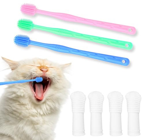 2 Stück Hundezahnbürsten, Nylon Hundezahnbürste Fingerling Weiche Silikon Haustierzahnbürste Mehrfarbige Zahnbürste Hund für Kleine Hunde und Katzen Tiefenreinigung