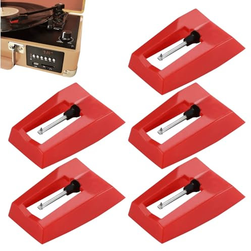 DONOONIS Platine Vinyle, 5 Pièces Aiguille Tourne Disque, Rouge, Audio Stéréo