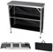 Warmiehomy Folding Camping Table with 2-Tier Shelves, Portable Camping Kitchen Unit Picnic Table with Removable Cloth Cover for Garden Camping, Black,99x39x89cm