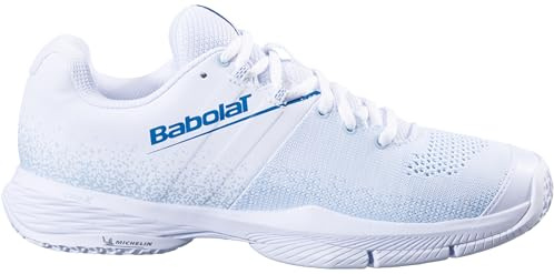 Babolat Women's Sensa Padel Shoes, White/Cool Blue (Women's US Size 8.5)