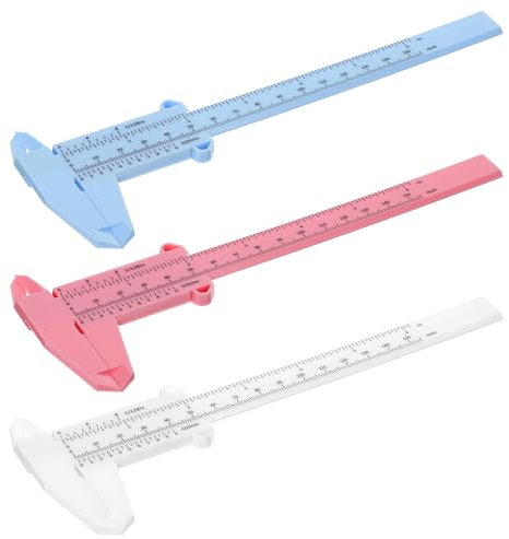 3 Pcs Vernier Caliper 6 Inch150 mm Mini Plastic Caliper Double Scale Ruler Measuring Tool Plastic Sliding Measuring Device for Jewelry Carpentry Office White and Blue and Pink