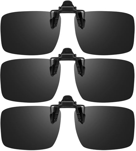 VIEWBETTER 3 Pack Polarized Clip On Sunglasses Over Prescription Glasses for Men Women Snap On Flip Up UV400 Protection SG803