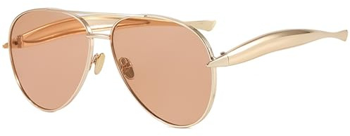CIKJUK Lentes de sol de piloto de gran tamaño para mujer y hombre con marco de metal dorado aerodinámico, lentes de sol retro para mujer, lentes de sol modernos para protección UV400, Dorado/Té rojo