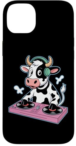 Dj Vaca Con Auriculares Tocadiscos Música Carcasa para iPhone 14 Plus