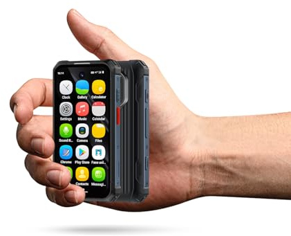 YOHOPE Mini-Handy, Android 12, IP68 wasserdichtes Robustes Smartphone, 6 GB RAM + 128 GB Speicher, 5 MP + 13 MP Kameras, 3000 mAh Akku, Dual-SIM, vertragsfreies Smartphone（Black）