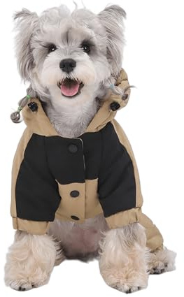 UOSIA Abrigo de Invierno para Perros pequeños con Capucha. Traje de Nieve Impermeable para Perros con Las Cuatro Patas Cubiertas. Chaqueta Ajustable con Forro cálido de grafeno