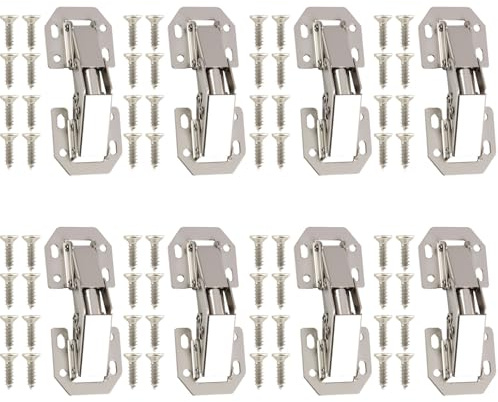 8 PCS Charnières Invisibles 90 Degrés Avec 64 Vis Incluses, Charnières Pour Placards Robustes En Acier Nickelé 77x32 Mm, Charniere Porte Placard Et Charniere Porte Cuisine Faciles à Installer