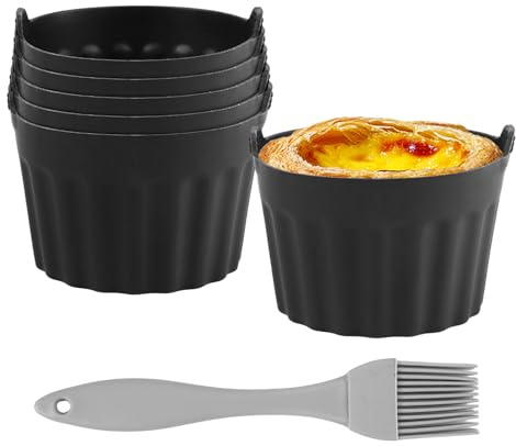 6 stycken muffinsformar silikonluftfryer, muffinsformar, varmluftsfritös, luftfryer bakform, ägg U. muffin, återanvändbar silikonform varmluftsfritös, äggform, för cupcakes mini quiches fingermat