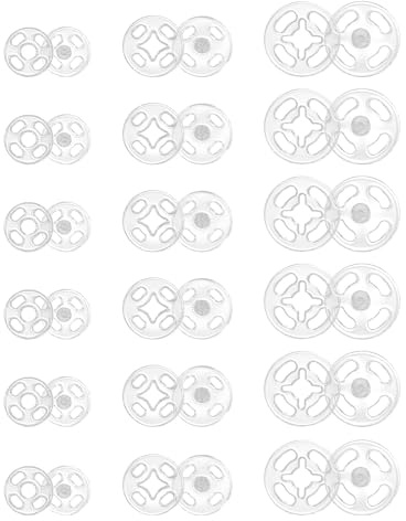 Clear Plastic Sew-On Snaps - 36 Sets Invisible Snap Buttons - Round Sewing Snaps 3 Sizes for Shirts Clothing DIY Crafts