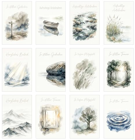 Edition Seidel Set de 12 tarjetas de condolencia con sobre. Tarjetas de condolencia Tarjeta de condolencia Tarjeta doble Tarjeta plegable Frases Condolencias (SW026)