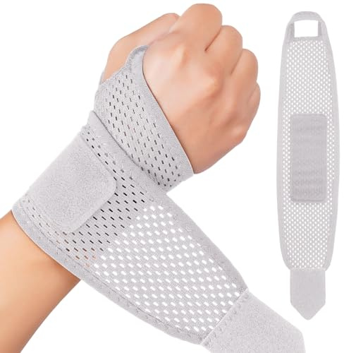 Beugo Handledsband för Tendinit, Handledsstöd, Handledsband för Karpaltunnelsyndrom, Justerbart Elastisch Handledsstöd för Ledvärk, Sträckningar, Vänster- och Högerhand, Grå
