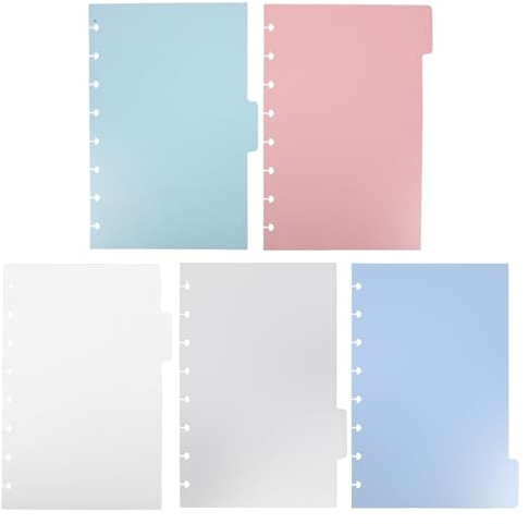 ULTECHNOVO Separadores de Índice para Carpetas 5 Piezas 5 Colores Pp 5.5x8.5 Pulgadas Divisores Prácticos para Oficina y Organización Escolar Pestañas para Archivador y Cuadernos