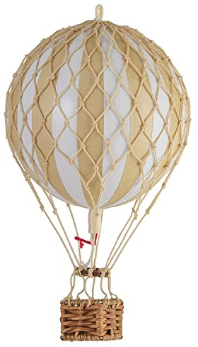 Authentic Models Montgolfière/Ballon-Modèle – Carton/Raphia Corbeille – main – Ø 8 cm – Hauteur : 20 cm.