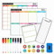 Feela Magnetischer Wochenplaner abwischbar, 4 Stück Whiteborad magnetisch, magnettafel kühlschrank inklusive 2 Monatsplaner abwischbar 43 x 33cm, 1 Einkaufsliste, 1 DIY-Notiz, To Do Liste Whiteboard