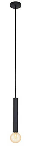 Eglo Lampada a sospensione Cortenova, lampada a sospensione a 1 fiamma con cavo, lampada industriale in acciaio nero, lampada da tavolo da pranzo, lampada da soggiorno sospesa con portalampada E27