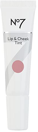 No7 Lip & Cheek Tint - Lightweight Lip and Cheek Stain for Rosy Lips & Natural Face Blush - Multipurpose Face Makeup with a Hydrating, Dewy Finish - Dusk Pink (10ml)