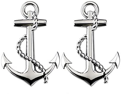 2 x Anker-Emblem, Chrom-Metall-Aufkleber, Emblem, Auto-Aufkleber für Logo aller Modelle (silberfarben)