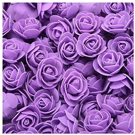Yurosiay 500 Stück Künstliche Blumen Rosen Mini Schaumrosen Künstliche Rosenköpfe Mini Rose Deko Ohne Stiel Gefälschte Rosen Schaumrosen für DIY Rosen Bär Handwerk Brautstrauß Lila