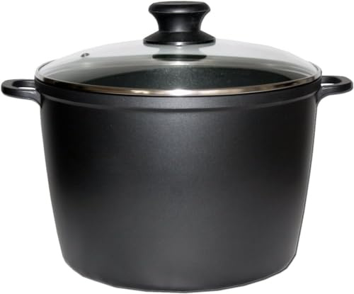 Rukauf Gryta kastrull, 10 liter, aluminiumlegering, med non-stick-beläggning, non-stick beläggning, D: 28 cm, H: 20 cm, svart