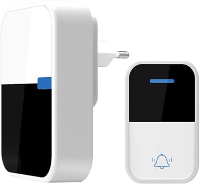 Joberio Sonnerie de porte sans fil, sonnette à brancher sans fil, Sonnette sans fil, Sonnerie de porte sans fil à 38 carillons, pour la maison, les appartements, les maisons de retraite, les magasins,